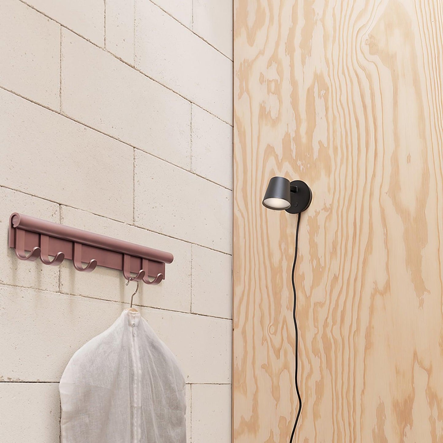 Adjustable Tip Plug-In Wall Lamp with Dimmable LED and Modern Design