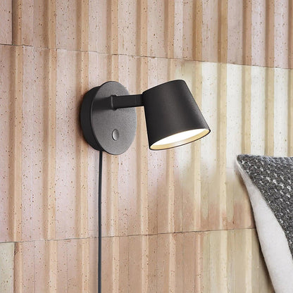 Adjustable Tip Plug-In Wall Lamp with Dimmable LED and Modern Design