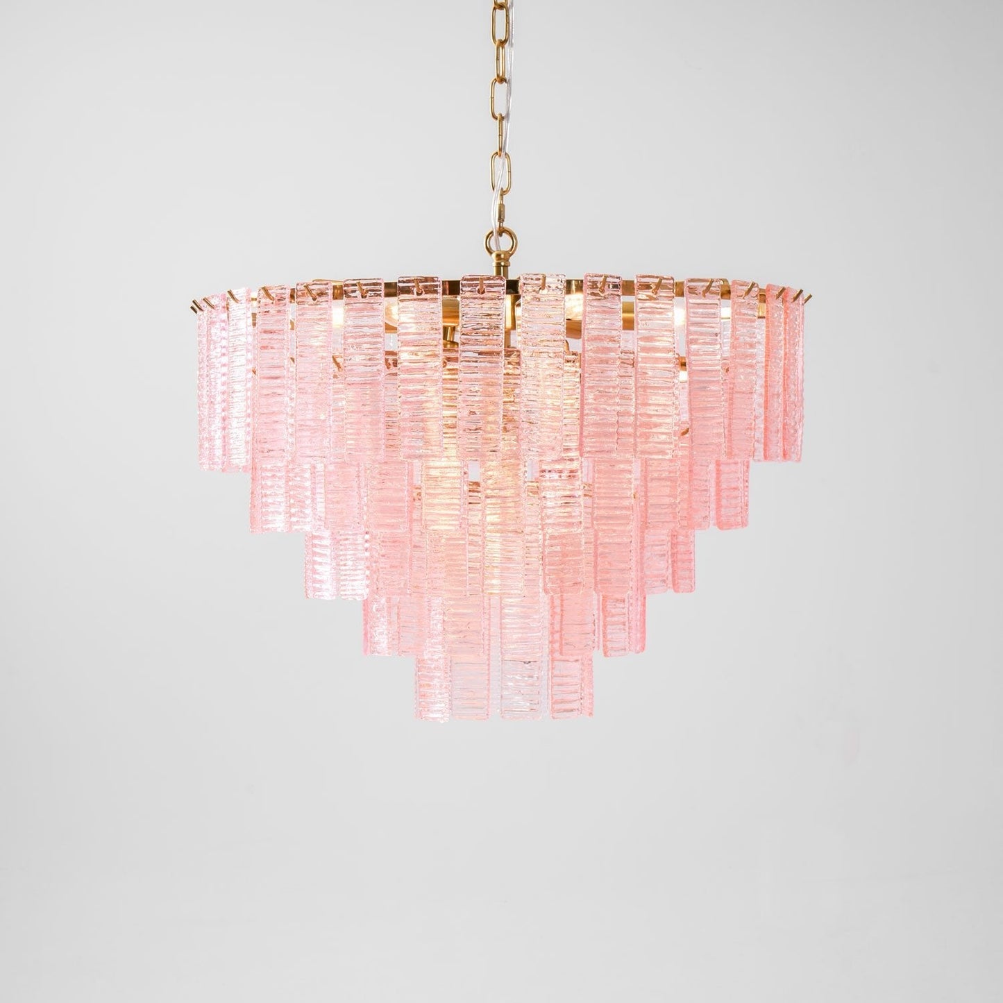 Opalora Pink Glass Chandelier - Elegant Design with Adjustable Height