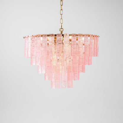 Opalora Pink Glass Chandelier - Elegant Design with Adjustable Height