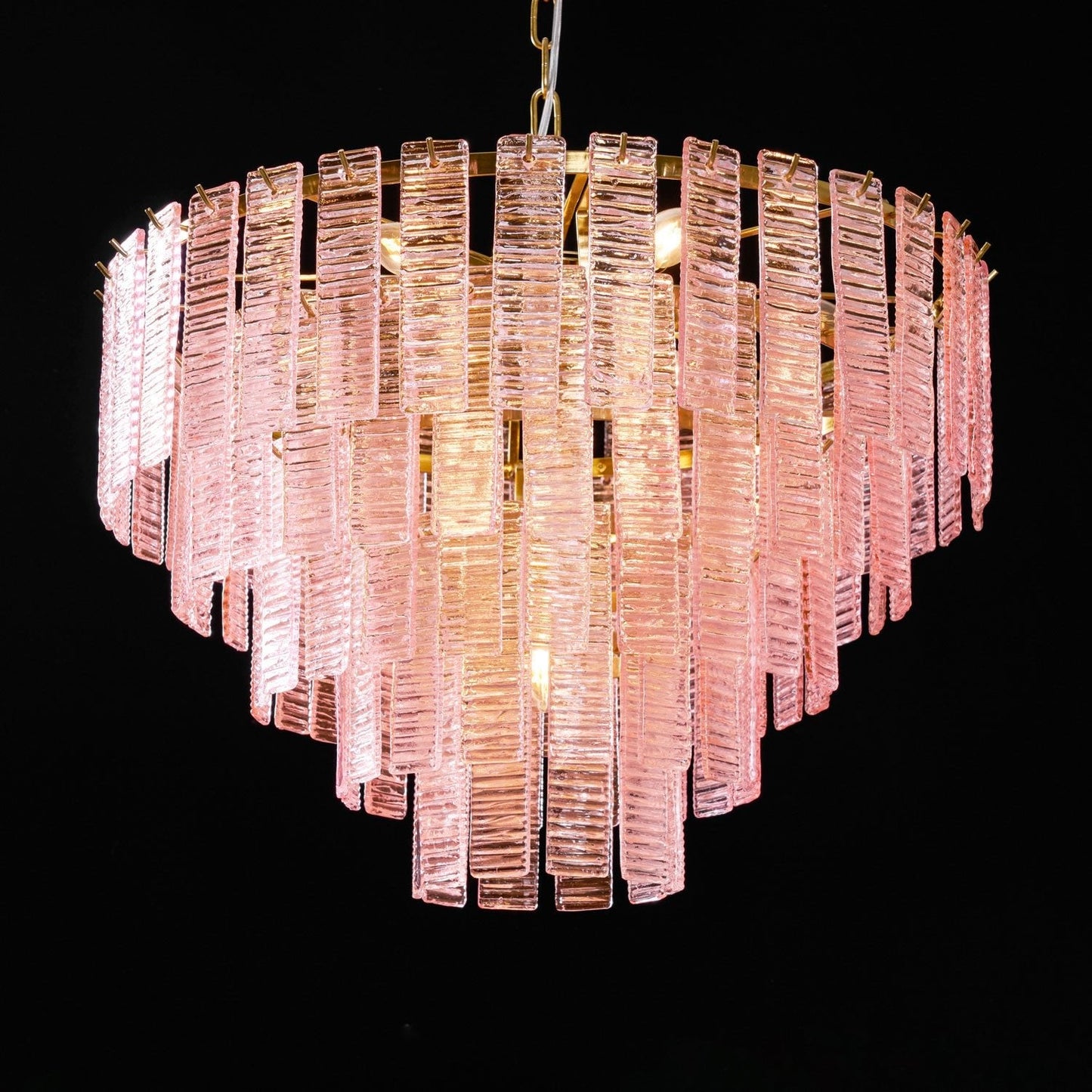 Opalora Pink Glass Chandelier - Elegant Design with Adjustable Height