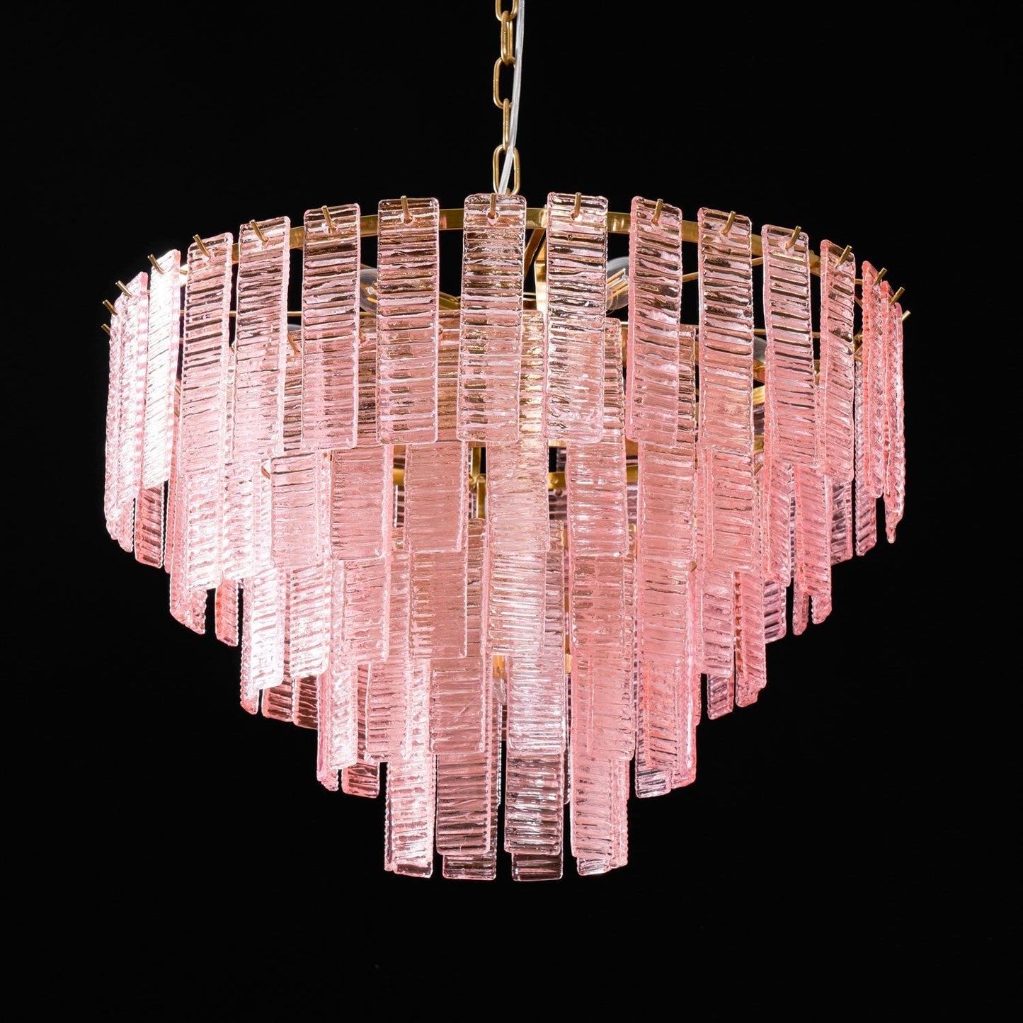 Opalora Pink Glass Chandelier - Elegant Design with Adjustable Height