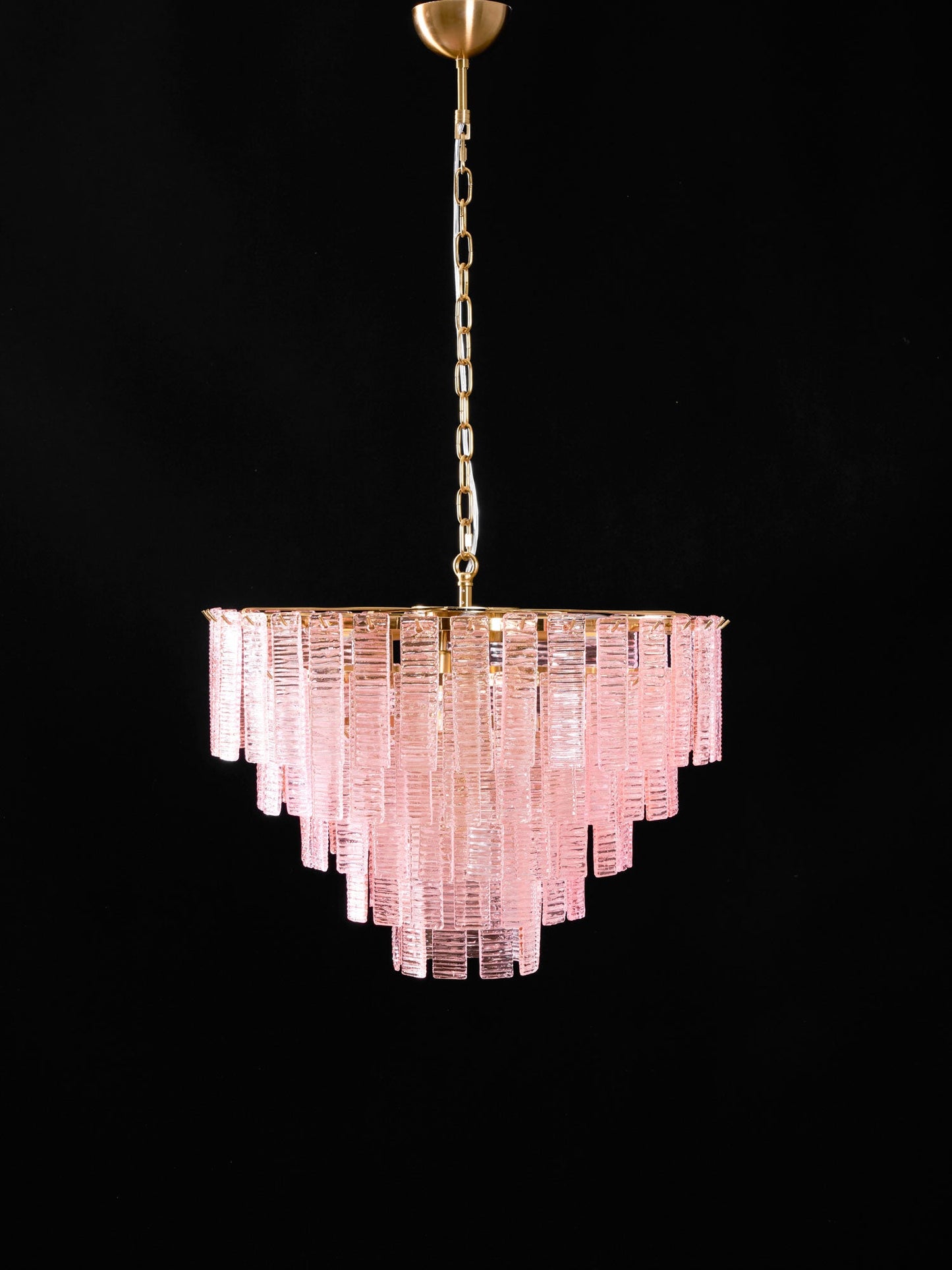 Opalora Pink Glass Chandelier - Elegant Design with Adjustable Height