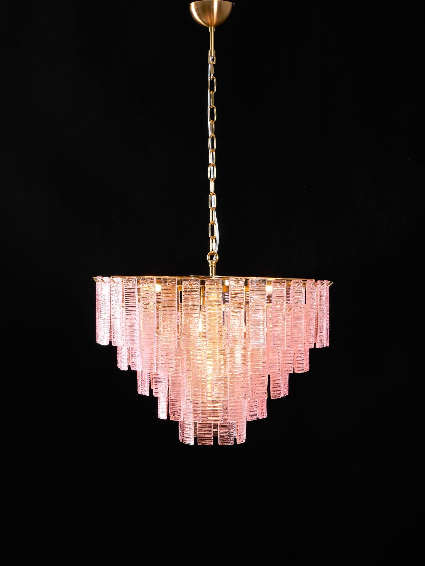 Opalora Pink Glass Chandelier - Elegant Design with Adjustable Height