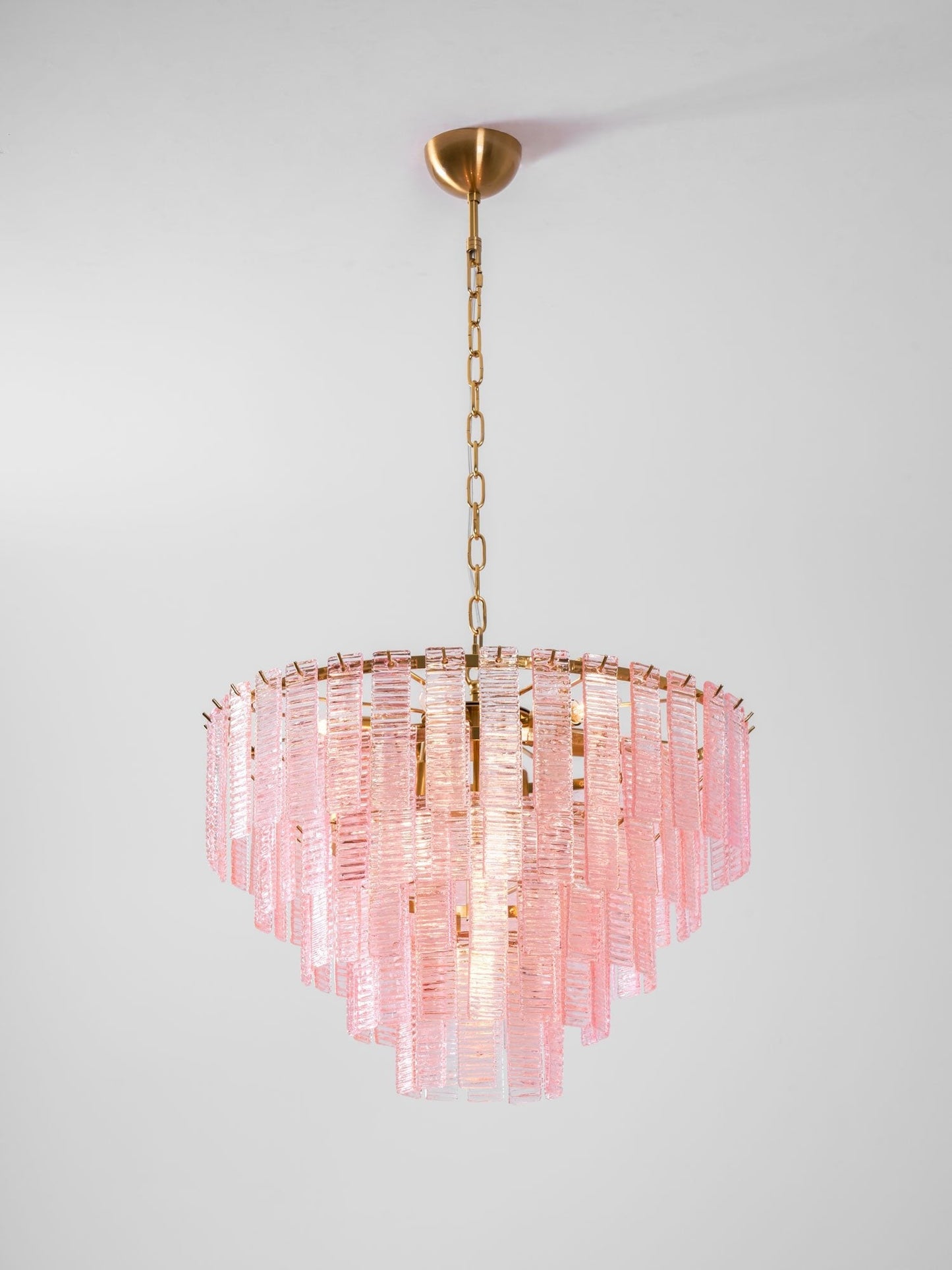Opalora Pink Glass Chandelier - Elegant Design with Adjustable Height