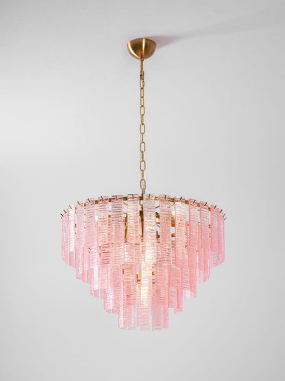 Opalora Pink Glass Chandelier - Elegant Design with Adjustable Height