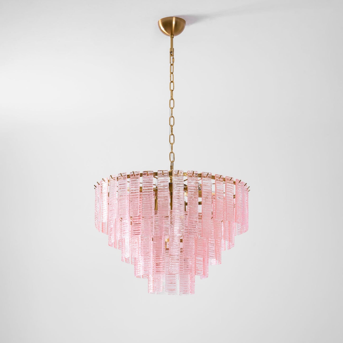 Opalora Pink Glass Chandelier - Elegant Design with Adjustable Height