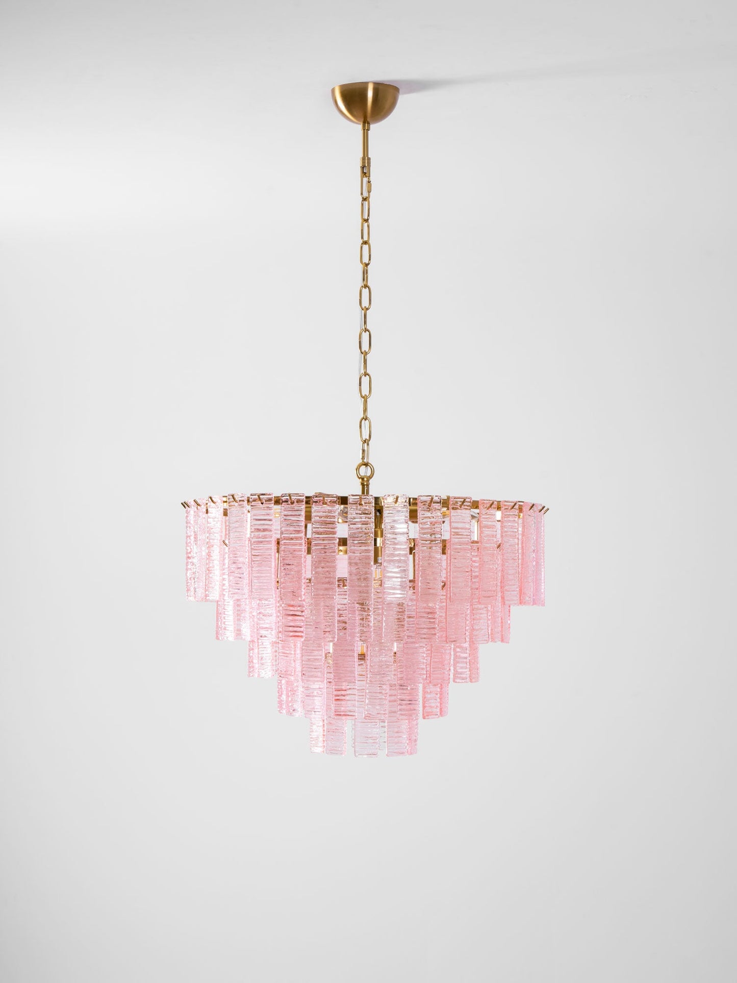 Opalora Pink Glass Chandelier - Elegant Design with Adjustable Height