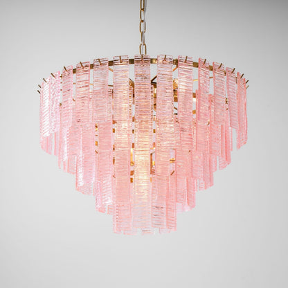 Opalora Pink Glass Chandelier - Elegant Design with Adjustable Height