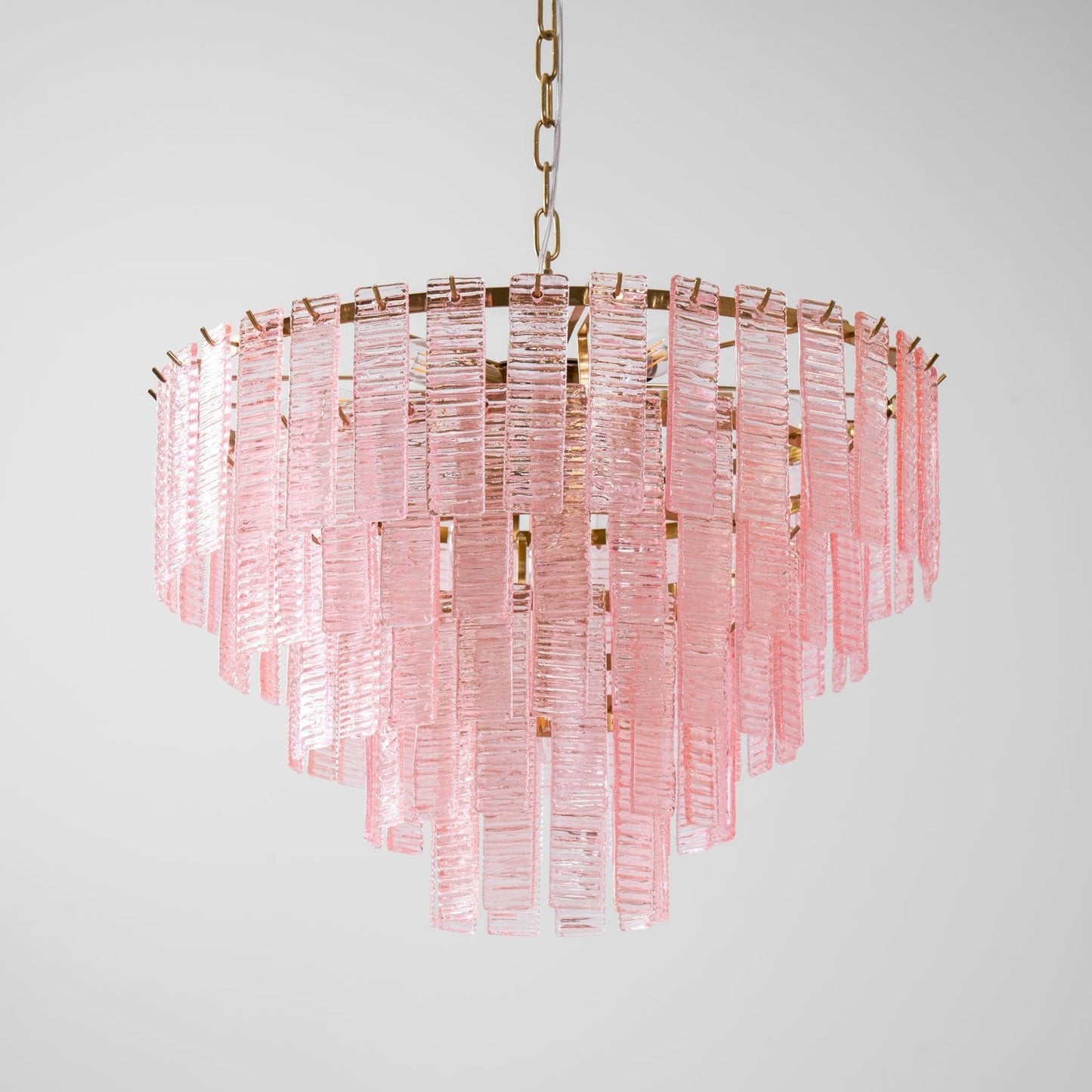 Opalora Pink Glass Chandelier - Elegant Design with Adjustable Height