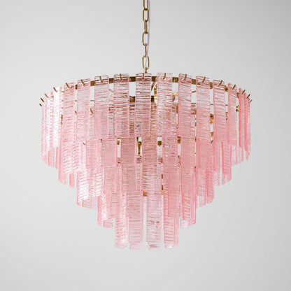 Opalora Pink Glass Chandelier - Elegant Design with Adjustable Height