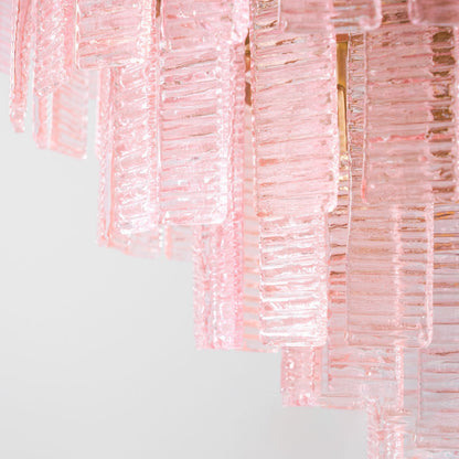 Opalora Pink Glass Chandelier - Elegant Design with Adjustable Height