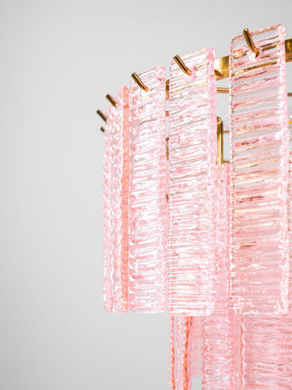 Opalora Pink Glass Chandelier - Elegant Design with Adjustable Height