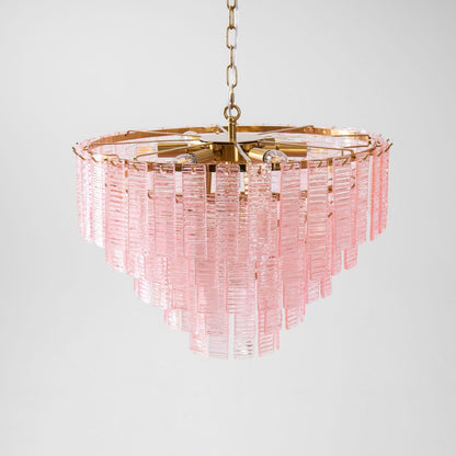 Opalora Pink Glass Chandelier - Elegant Design with Adjustable Height