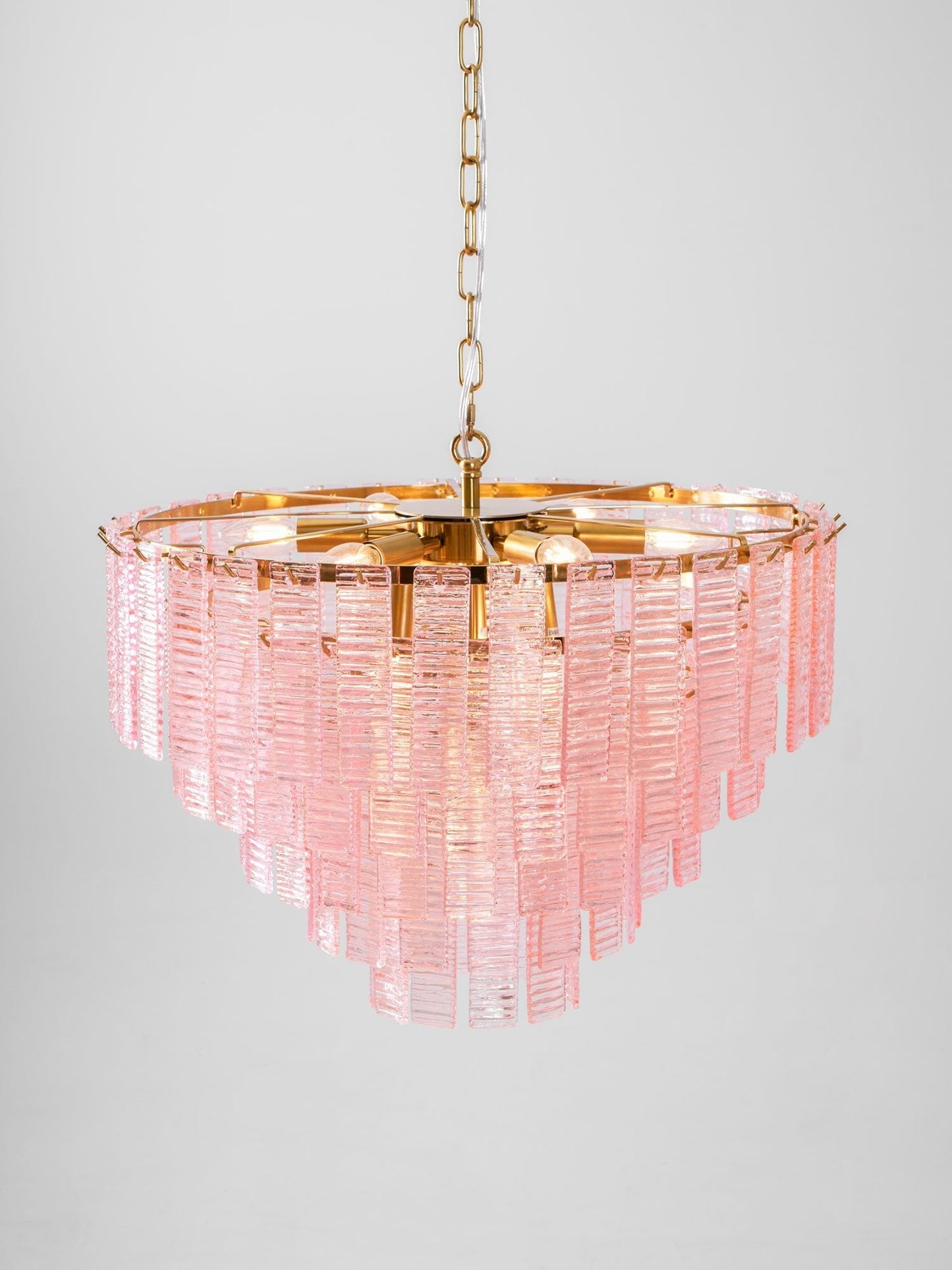 Opalora Pink Glass Chandelier - Elegant Design with Adjustable Height