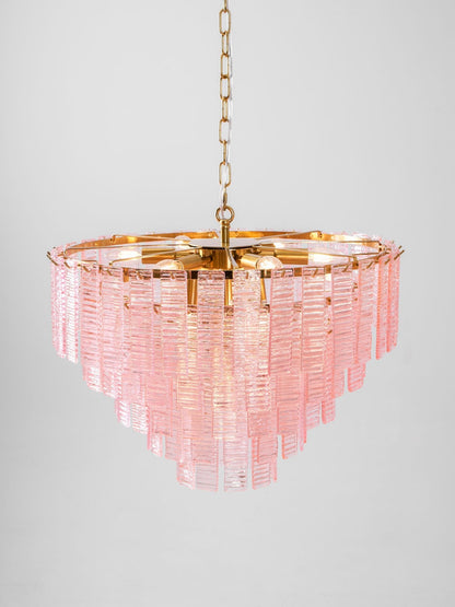 Opalora Pink Glass Chandelier - Elegant Design with Adjustable Height