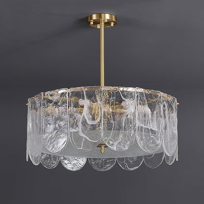Elegant Metal Glass Chandelier with Adjustable Height & Soft Lighting