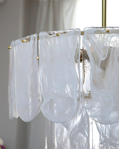 Elegant Metal Glass Chandelier with Adjustable Height & Soft Lighting
