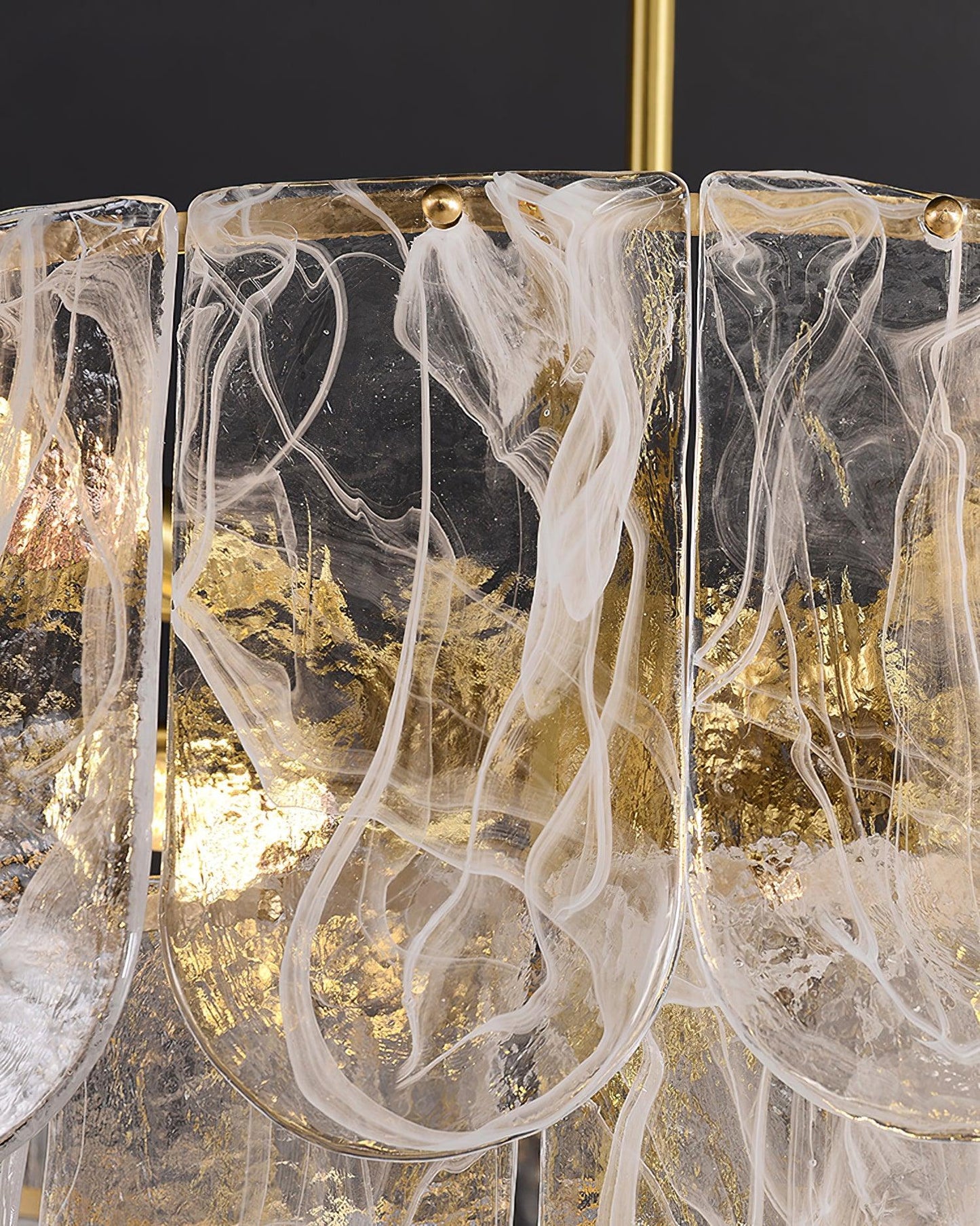 Elegant Metal Glass Chandelier with Adjustable Height & Soft Lighting