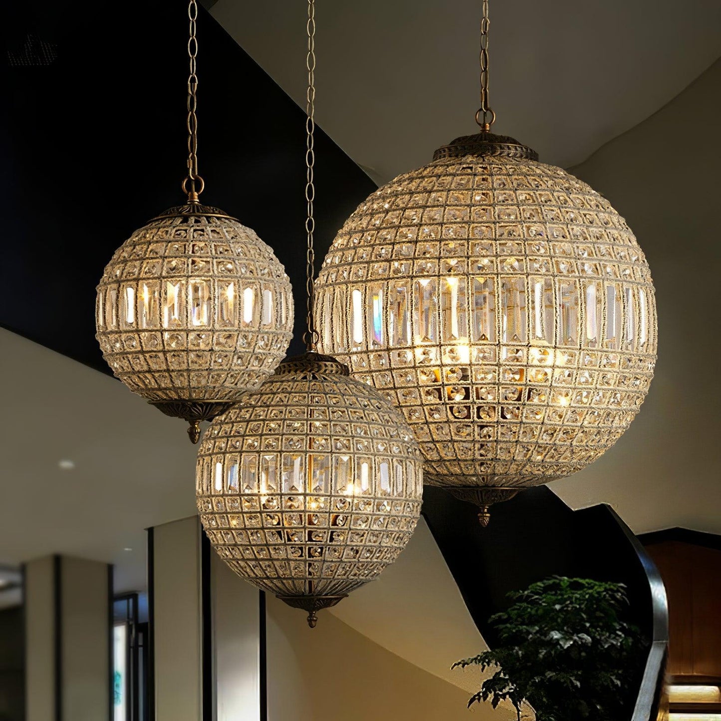 Elegant Gold Globe Chandelier with Adjustable Brightness and Modern De