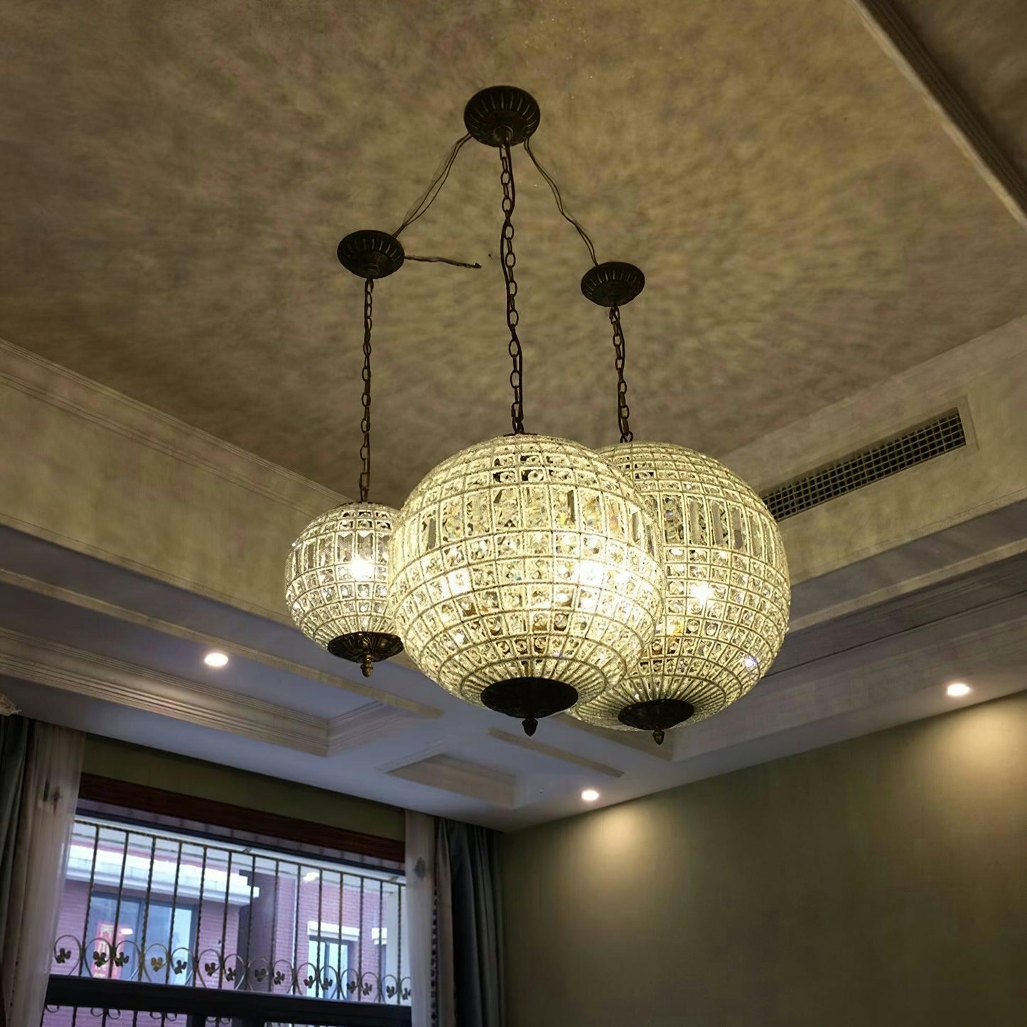 Elegant Gold Globe Chandelier with Adjustable Brightness and Modern De
