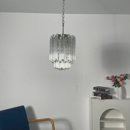 Elegant Transparent Glass Prism Chandelier with Adjustable Height & LE
