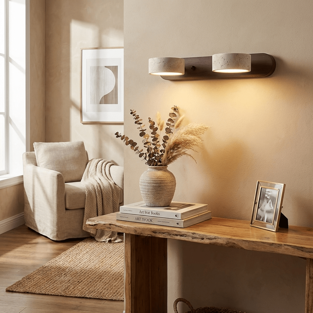 Travertine Duo Rechargeable Wall Light - Wireless, Adjustable Brightne