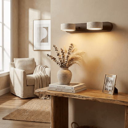 Travertine Duo Rechargeable Wall Light - Wireless, Adjustable Brightne