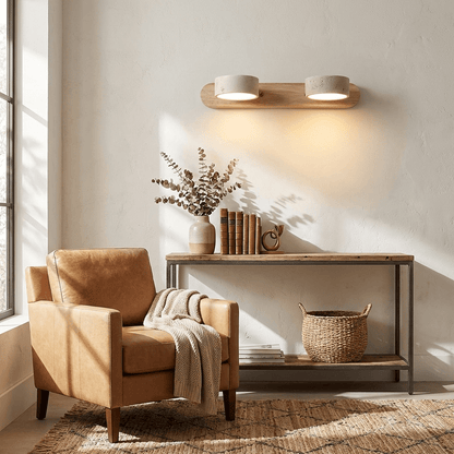 Travertine Duo Rechargeable Wall Light - Wireless, Adjustable Brightne