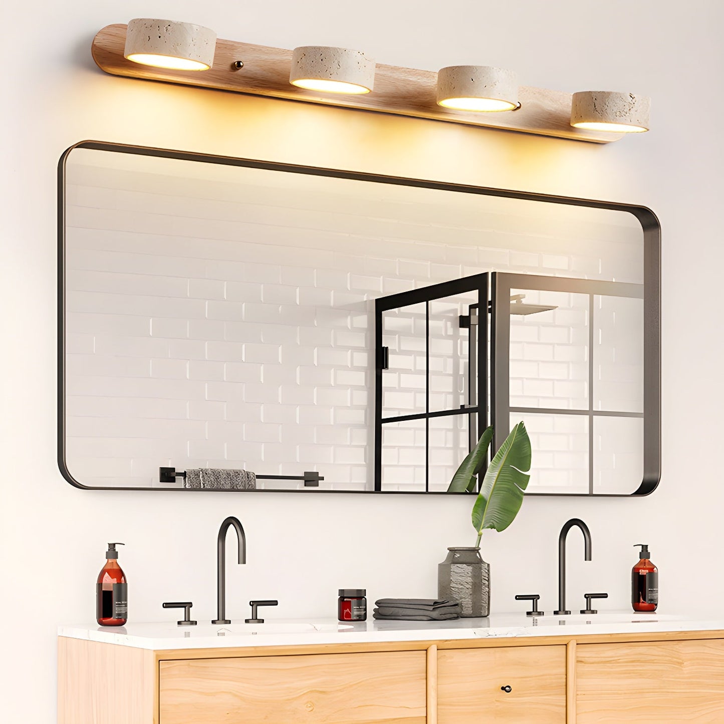 Travertine Duo Rechargeable Wall Light - Wireless, Adjustable Brightne