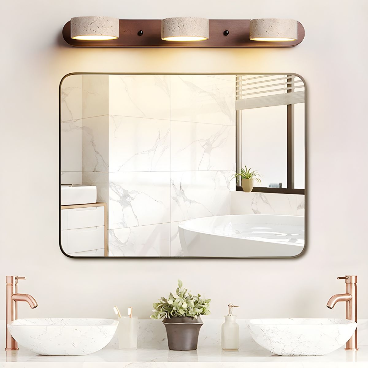 Travertine Duo Rechargeable Wall Light - Wireless, Adjustable Brightne