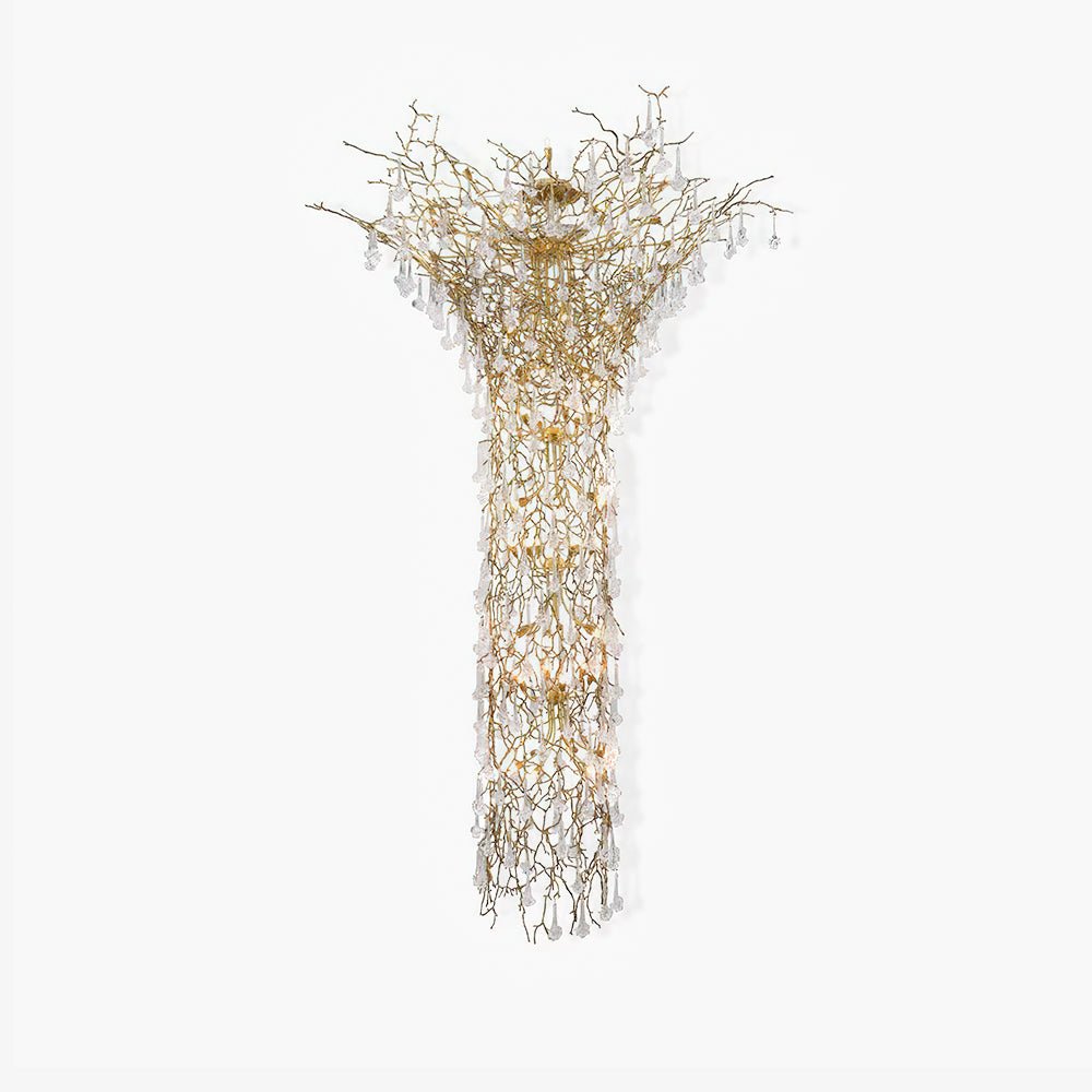 Tree Branch Staircase Chandelier - Rustic Design with Adjustable Heigh