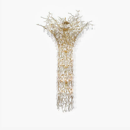 Tree Branch Staircase Chandelier - Rustic Design with Adjustable Heigh