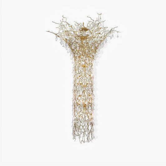 Tree Branch Staircase Chandelier - Rustic Design with Adjustable Heigh
