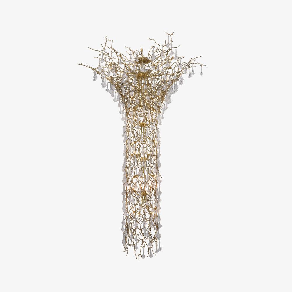 Tree Branch Staircase Chandelier - Rustic Design with Adjustable Heigh