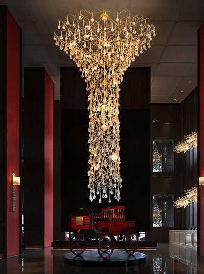 Tree Branch Staircase Chandelier - Rustic Design with Adjustable Heigh