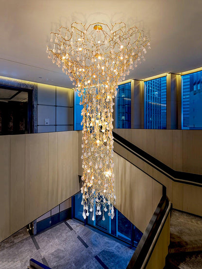 Tree Branch Staircase Chandelier - Rustic Design with Adjustable Heigh