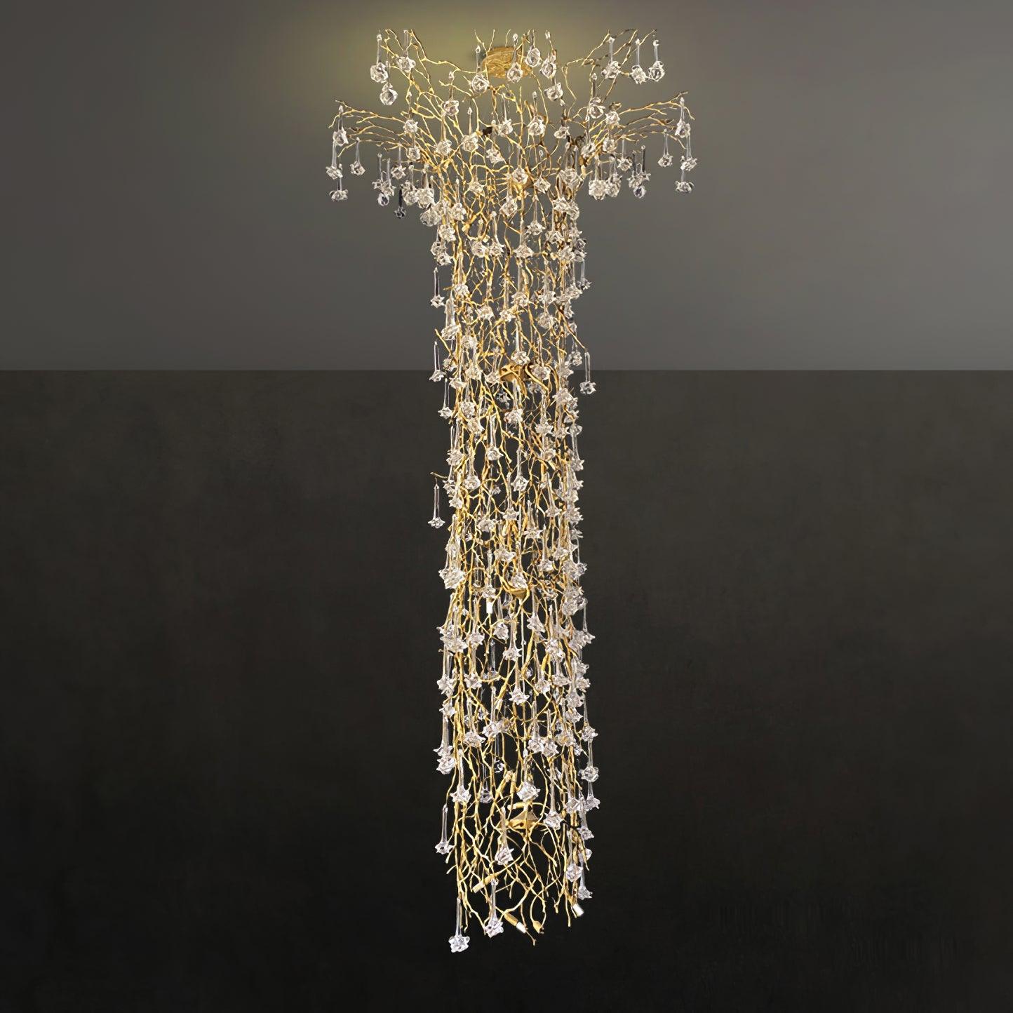 Tree Branch Staircase Chandelier - Rustic Design with Adjustable Heigh