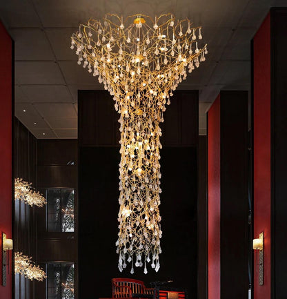 Tree Branch Staircase Chandelier - Rustic Design with Adjustable Heigh