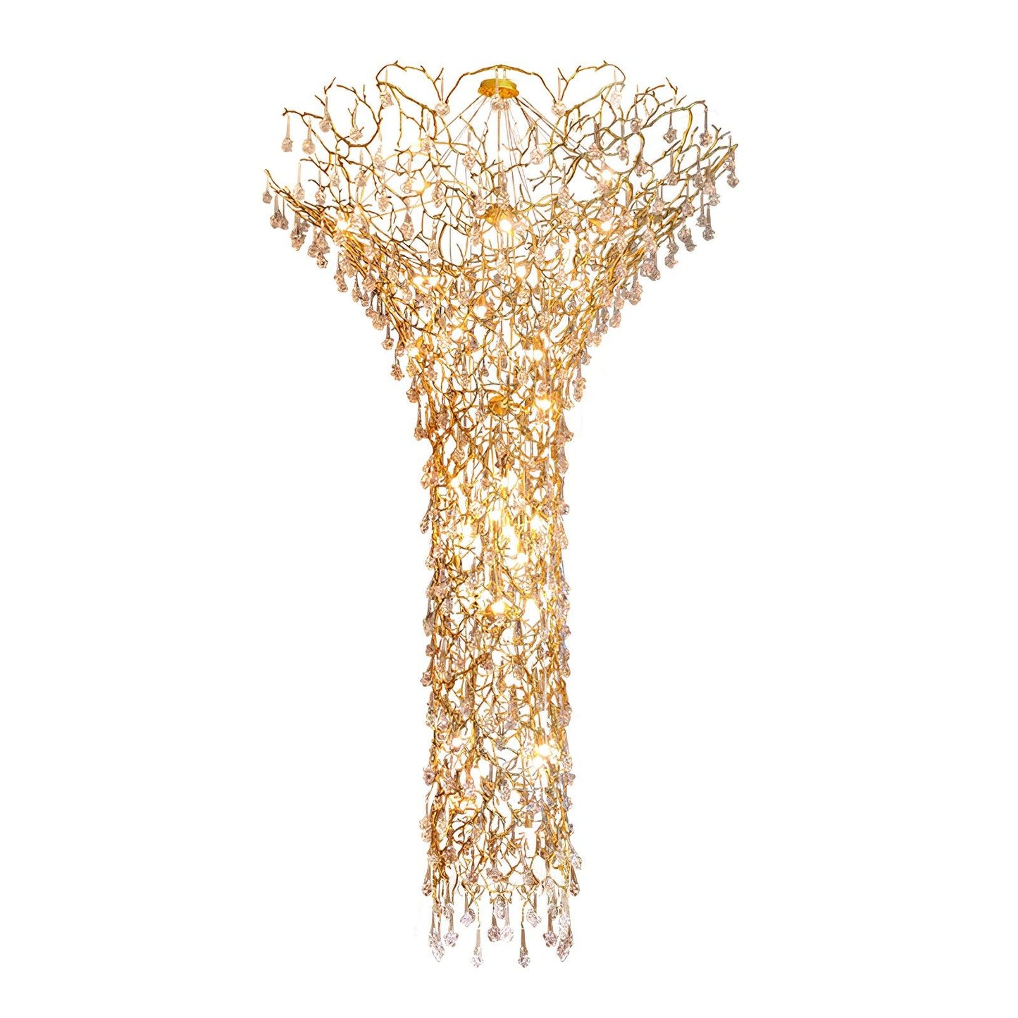 Tree Branch Staircase Chandelier - Rustic Design with Adjustable Heigh