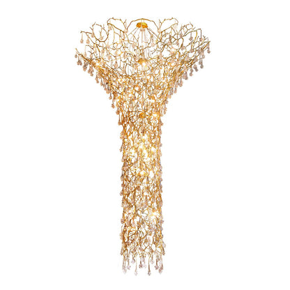 Tree Branch Staircase Chandelier - Rustic Design with Adjustable Heigh