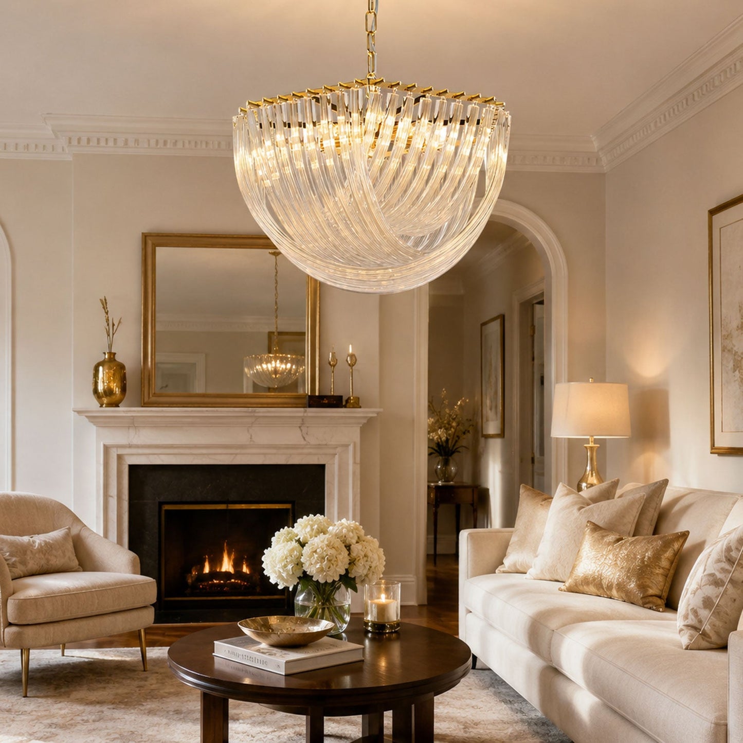 Elegant Trevi Glass Chandelier - Adjustable Height, Energy Efficient