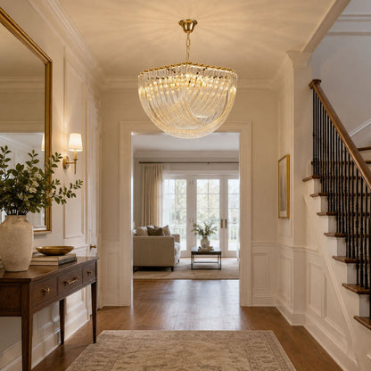 Elegant Trevi Glass Chandelier - Adjustable Height, Energy Efficient