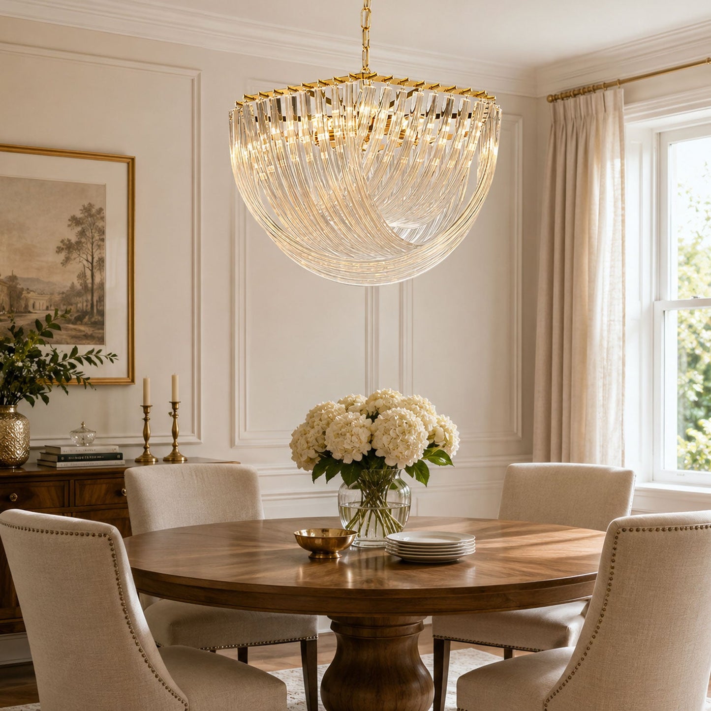 Elegant Trevi Glass Chandelier - Adjustable Height, Energy Efficient