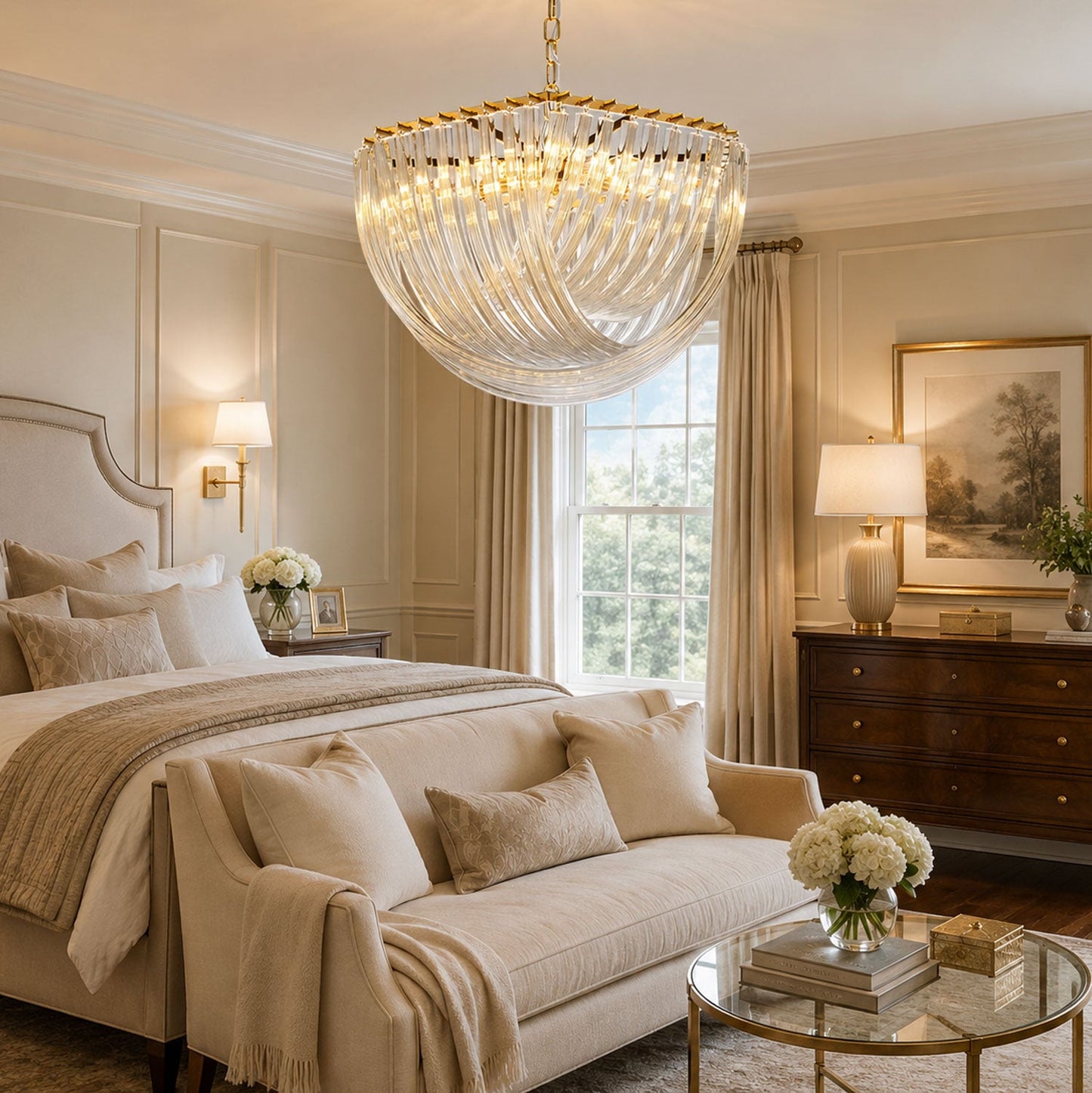 Elegant Trevi Glass Chandelier - Adjustable Height, Energy Efficient