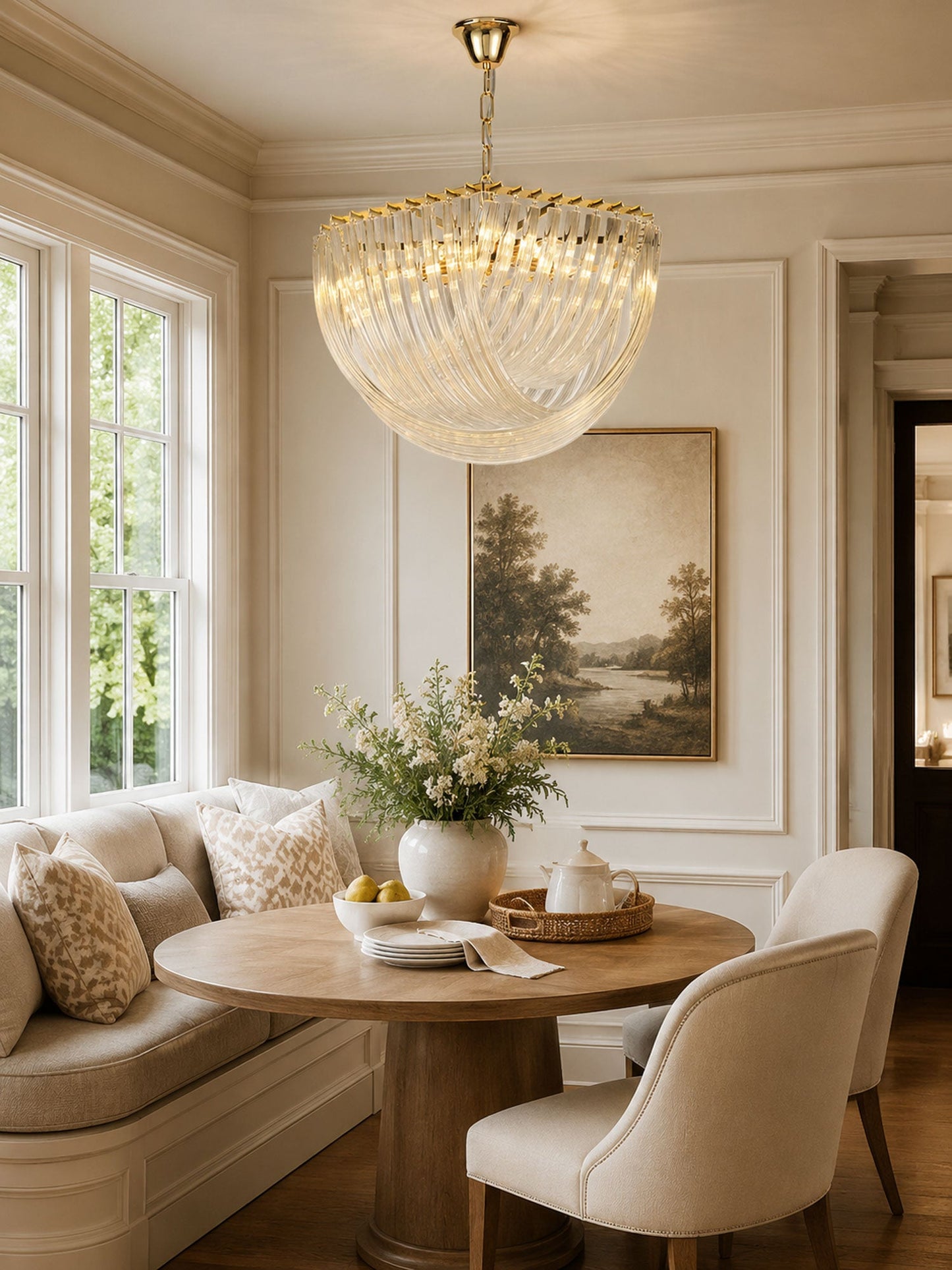 Elegant Trevi Glass Chandelier - Adjustable Height, Energy Efficient