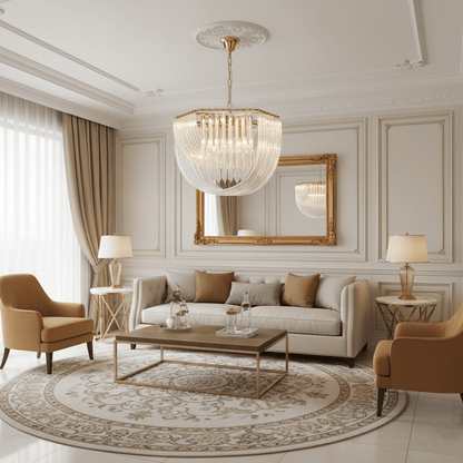 Elegant Trevi Glass Chandelier - Adjustable Height, Energy Efficient