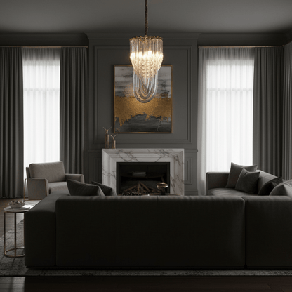 Elegant Trevi Glass Chandelier - Adjustable Height, Energy Efficient