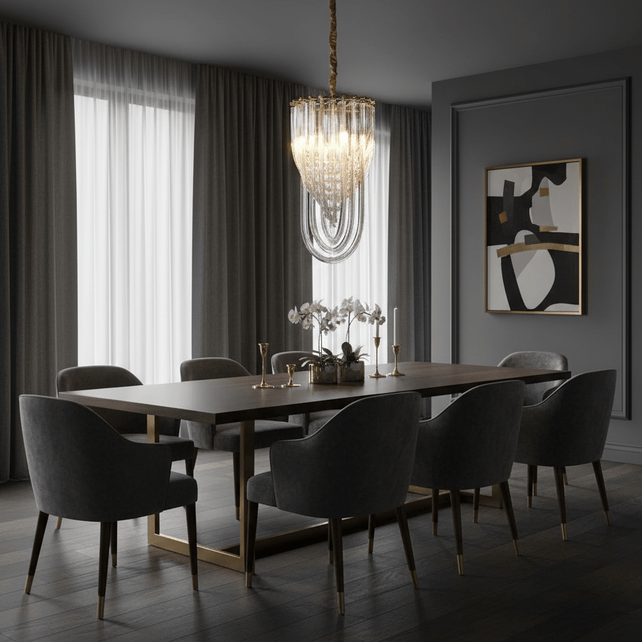Elegant Trevi Glass Chandelier - Adjustable Height, Energy Efficient