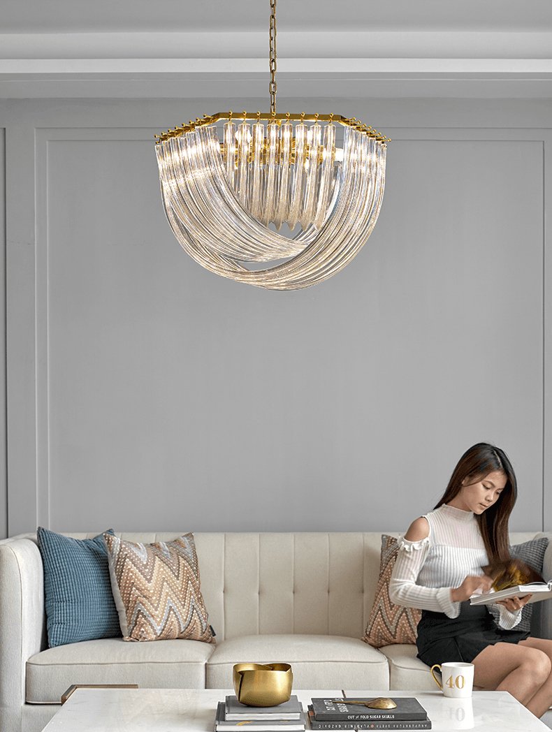 Elegant Trevi Glass Chandelier - Adjustable Height, Energy Efficient